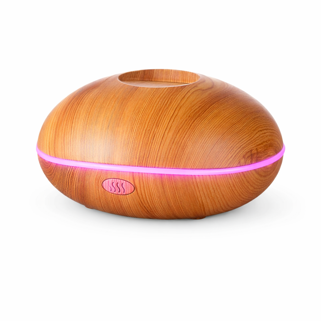 Ultrasonic Aroma Diffuser – 7 Color LED, Wood & Flame Design