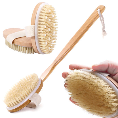 Dry Skin Body Massage Brush – Natural Boar Bristle Exfoliating SPA Brush for Smooth Skin
