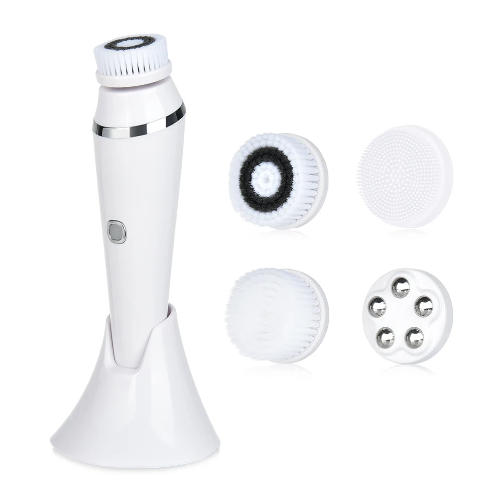 Brosse Visage Électrique 4‑en‑1 – Peau Nette, Douce & Éclatante