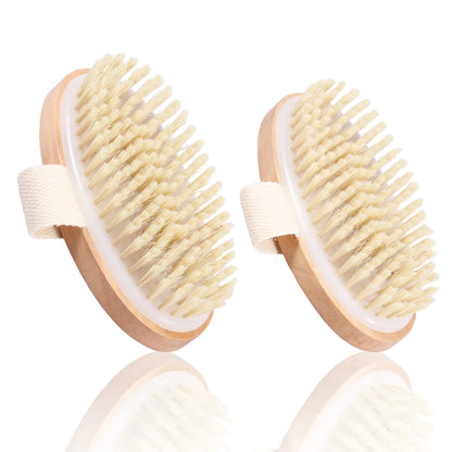 Dry Skin Body Massage Brush – Natural Boar Bristle Exfoliating SPA Brush for Smooth Skin