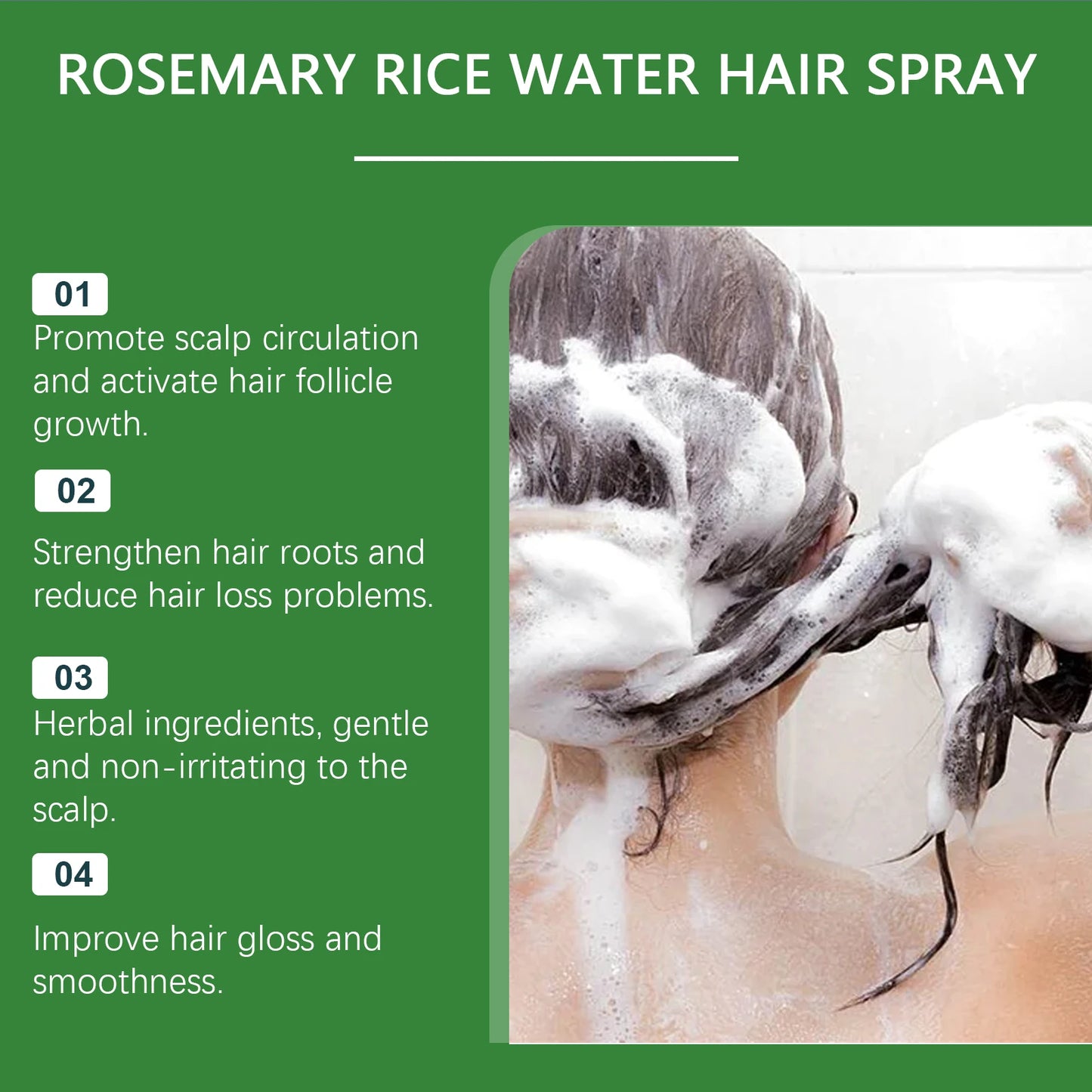 Rice Water & Rosemary Hair Growth Spray – Biotin & Peppermint Infused