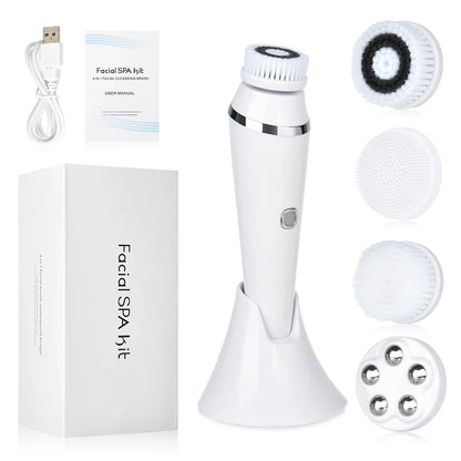 Brosse Visage Électrique 4‑en‑1 – Peau Nette, Douce & Éclatante
