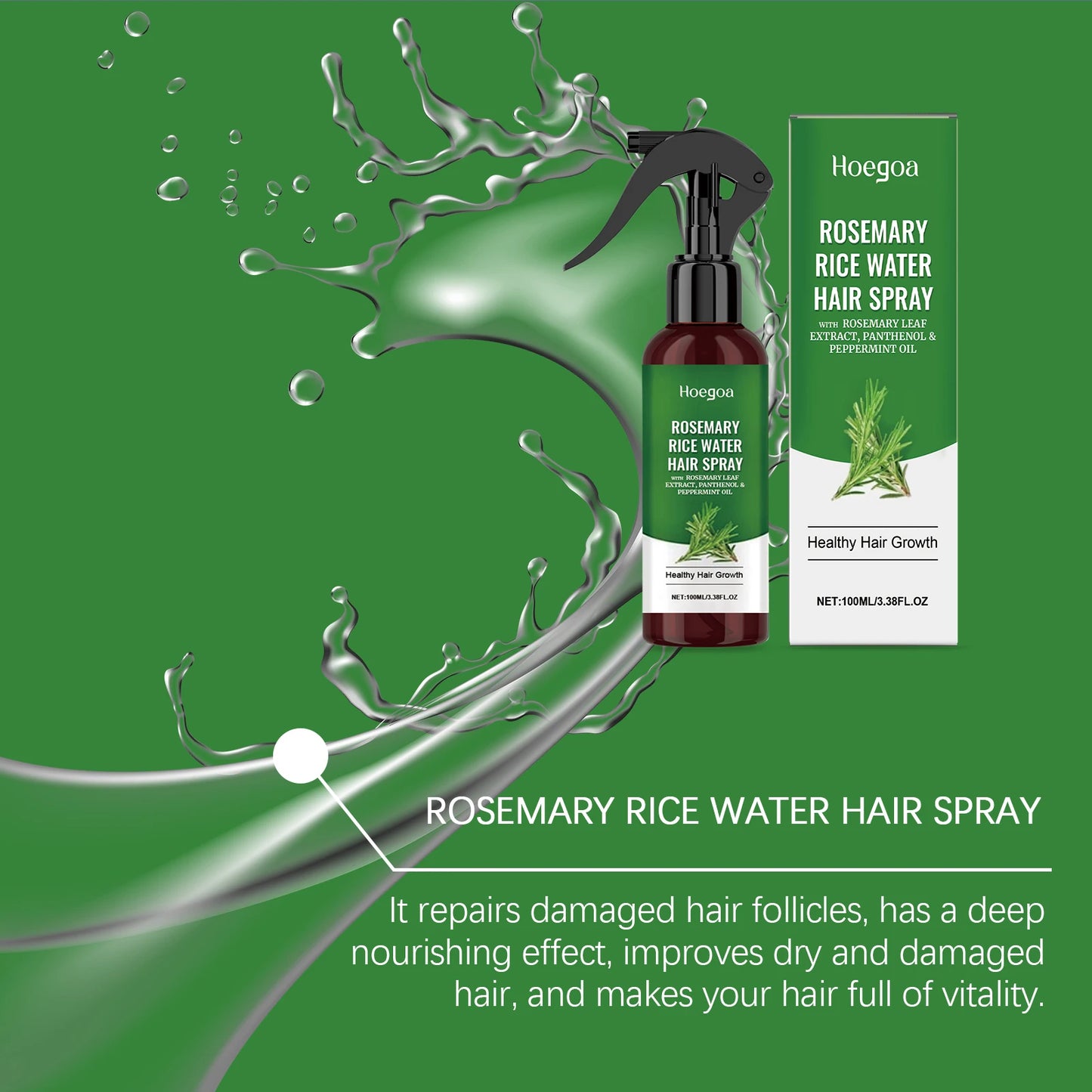Rice Water & Rosemary Hair Growth Spray – Biotin & Peppermint Infused