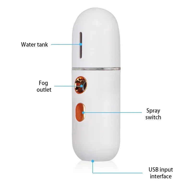 Mini Brumisateur Facial Nano – Spray Hydratant Rechargeable